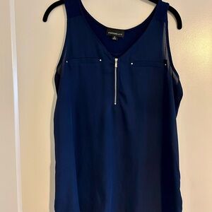 Fortune & Ivy Navy Sleeveless Zip-Front Camisole